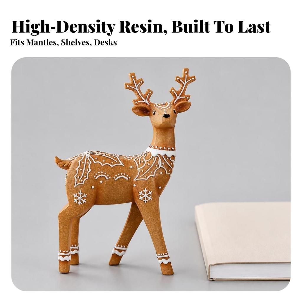 Christmas Reindeer Statue Tabletop Figurine Compact for Office