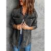 Giacca di jeans nera versatile taglie forti da donna per la primavera e l'autunno