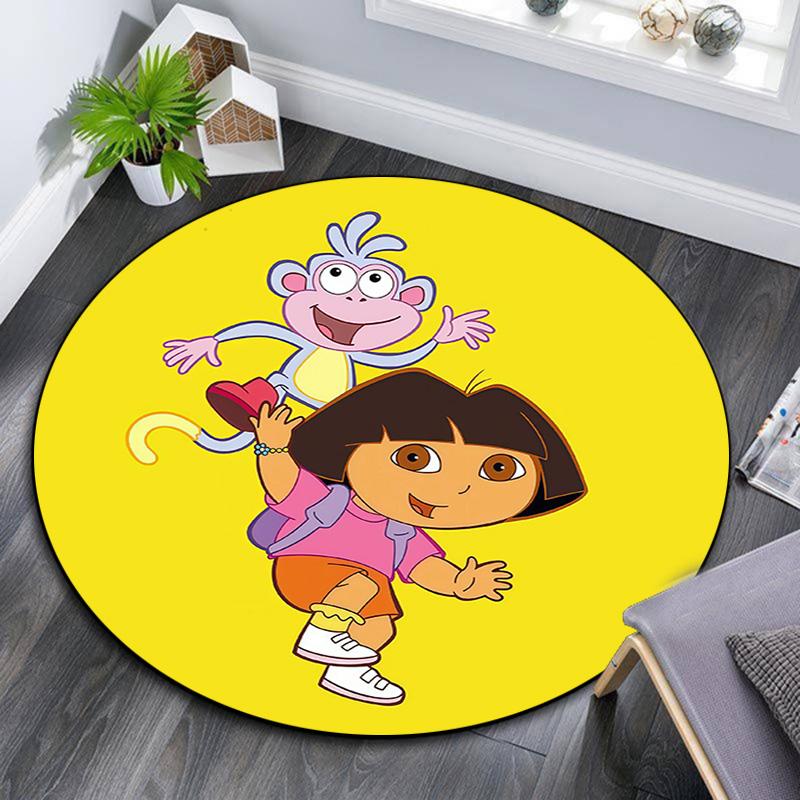 Dora the Explorer2 Round Area Rug,Carpet Rug for Living Room Bedroom Sofa Playroom Decor,Non-slip Floor Mat