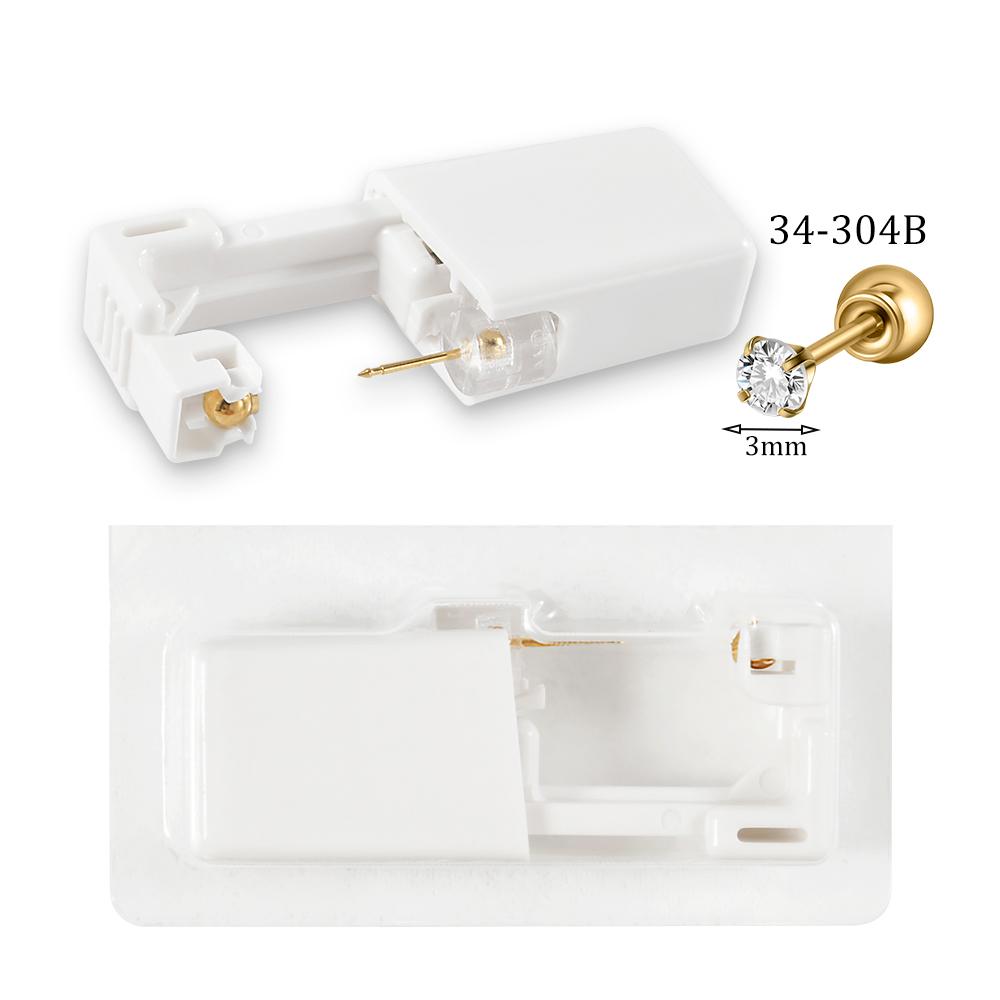 Easy To Use 24K Gold Plated Different Crystal Safe Ball Ear Piercing Gun Kit Disposable Disinfect Earring Piercer Machine Studs
