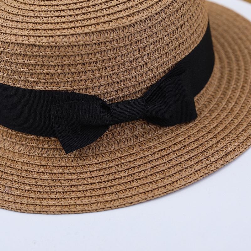Girls' Summer Straw Hat: Breathable Flat Top, Sun-Protection for Outdoor Travel & Beach