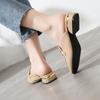 Fashion Black Job Low Heel Outside Leather Mules Nude Color Women's Slippers and Ladies Sandals Slides Shoes Small Size On Offer Trend F