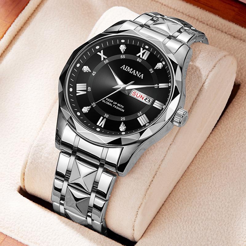 Men's Luminous Calendar Quartz Watch: Waterproof Steel Band Fashion Timepiece