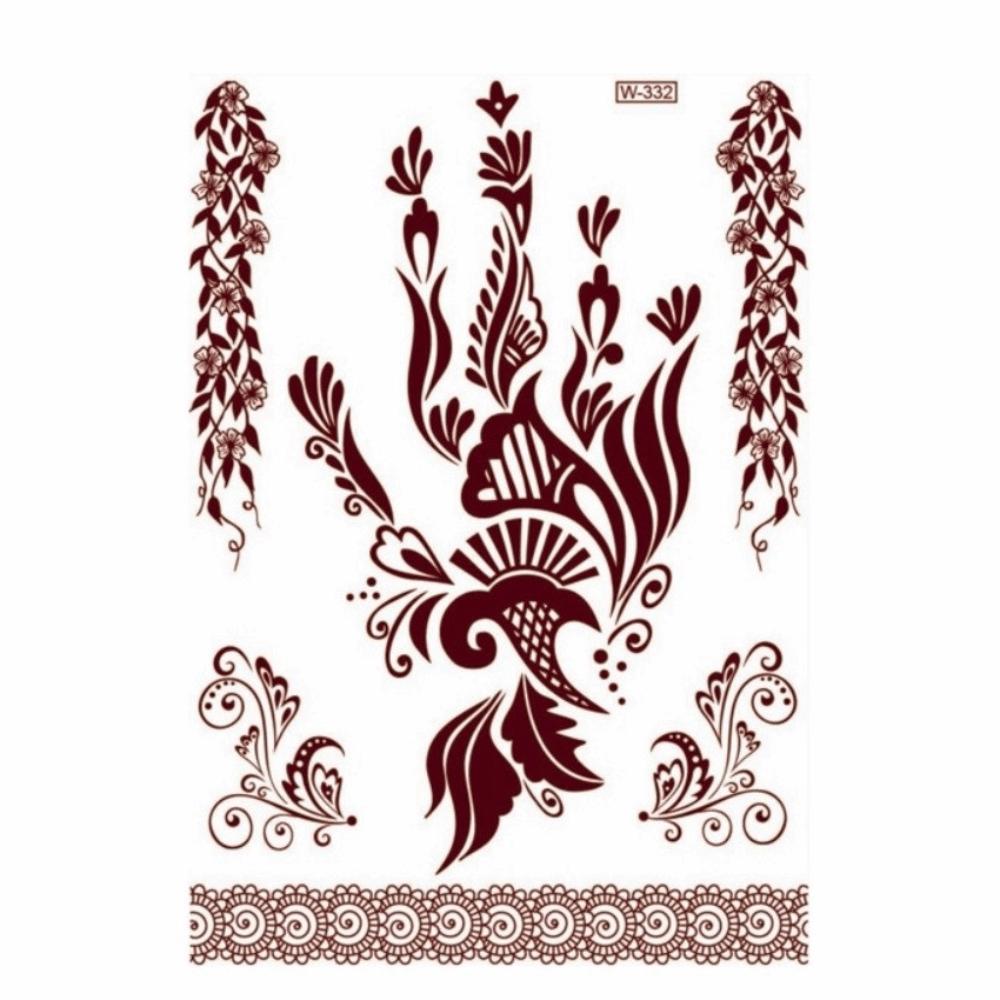 Lace Fake Tattoo Henna Tattoo Stickers Legs Arm Red Henna Tattoo Decals Temporary Tattoo  Girls