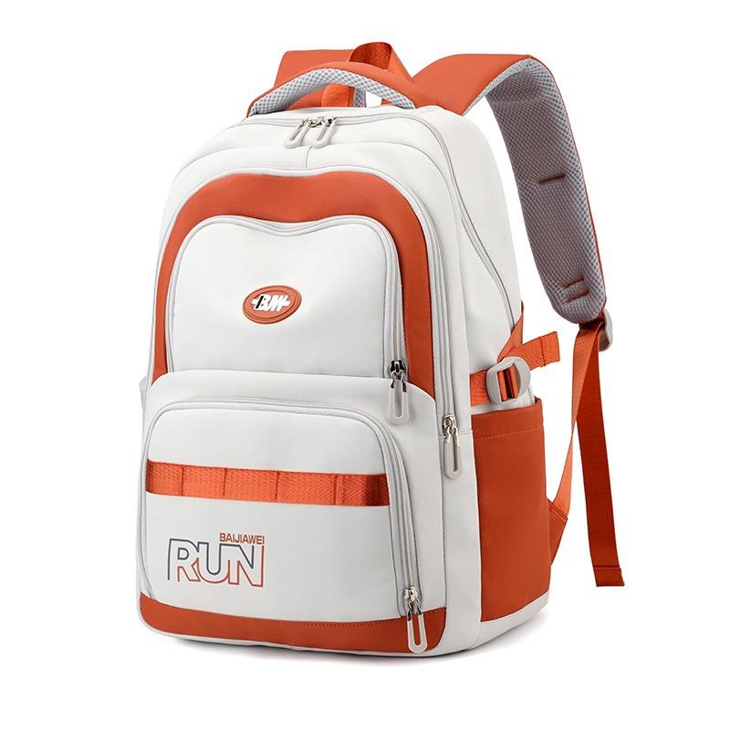 

BAIJIAWEI 2024 новые модные контрастные цветные школьные сумки для учеников младших классов, большой вместительный рюкзак с простыми буквами для подростков, легкая сумка для книг оранжевый