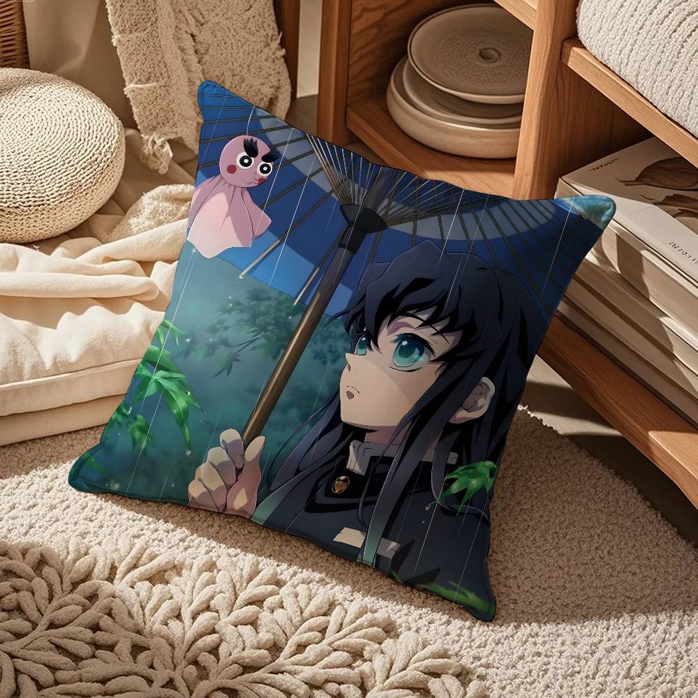 Anime D-Demon S-Slayer K-Kimetsu No Yaiba Pillow Case Comfort Sofa Bed Silky Elegant Invisible Zipper Custom Decorative Cushion
