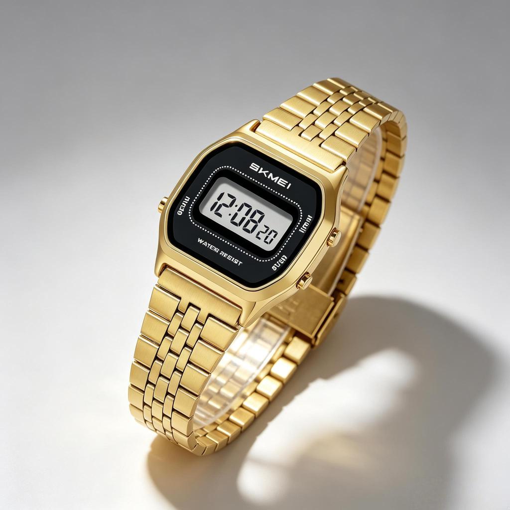 Women's Digital Watch SKMEI Rose Gold Retro Stainless Steel 2651