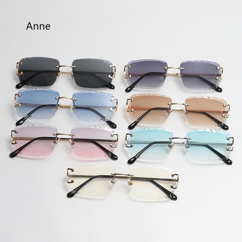 Square Rimless Glasses Trend Metal High-grade Men's and Women's Sunglasses Street SSunglasses Gafas De Sol