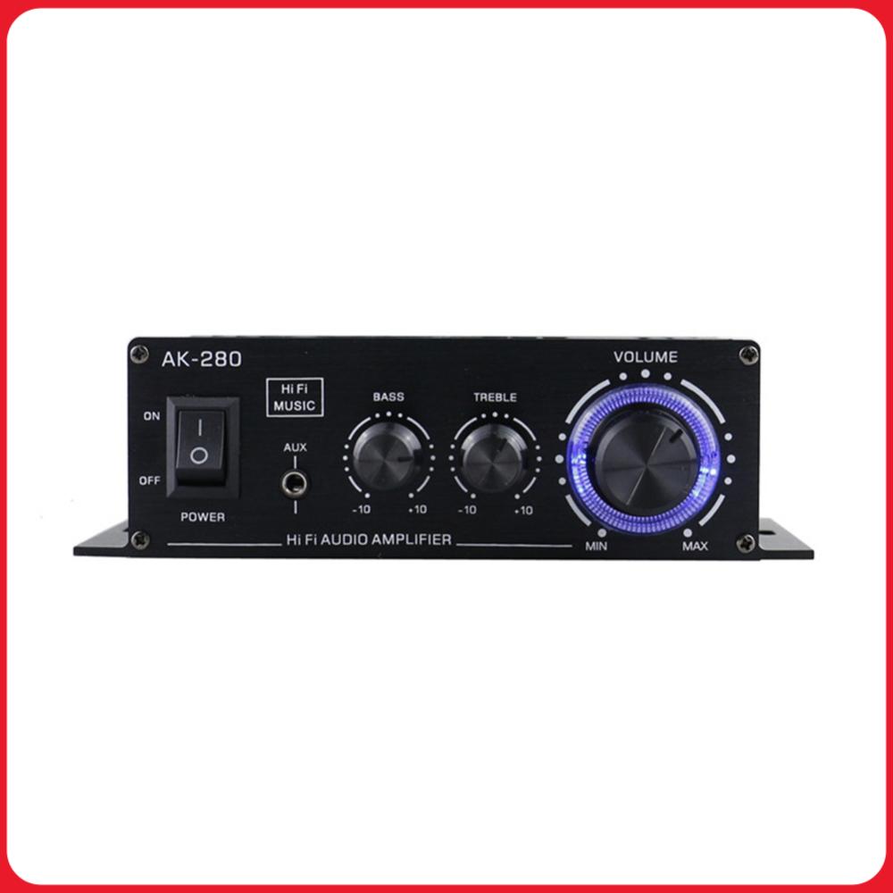 AK-280 Digital Amplifiers HiFi Bass Stereo Power Amplifier 12V 40W+40W Dual Channel Music Player Home Theater RCA AUX Input