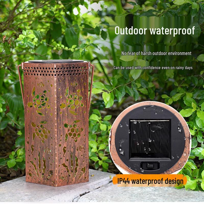 Solar Iron Art Hexagonal Projection Lantern