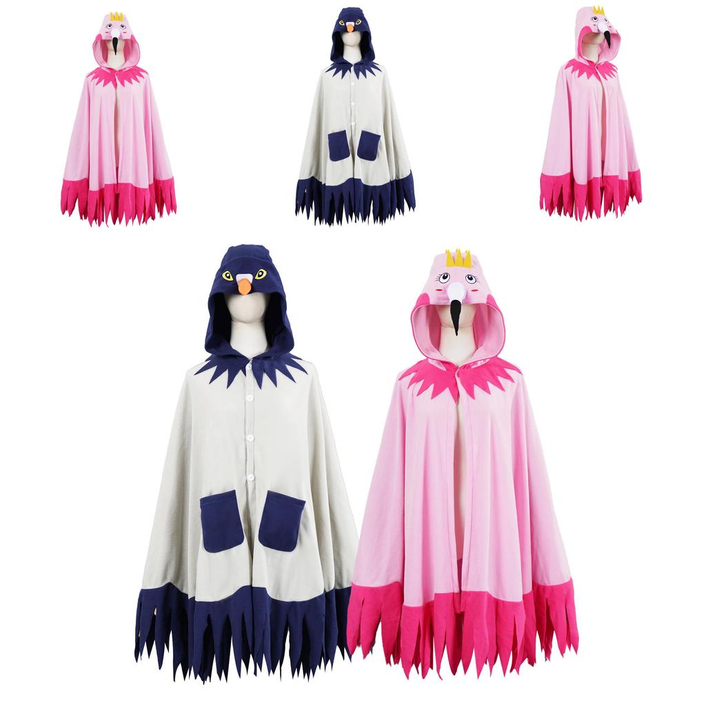 Fantasy Themed Flamingo Print Cloak For Theater Performances Polyester Material