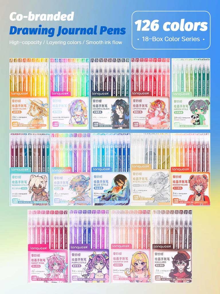 6/9pcs Set Languo Morandi Gel Pens 0.5mm Kawaii Pastel Set for Students Diary Scrapbook Painting & Drawing Pen School Supplies