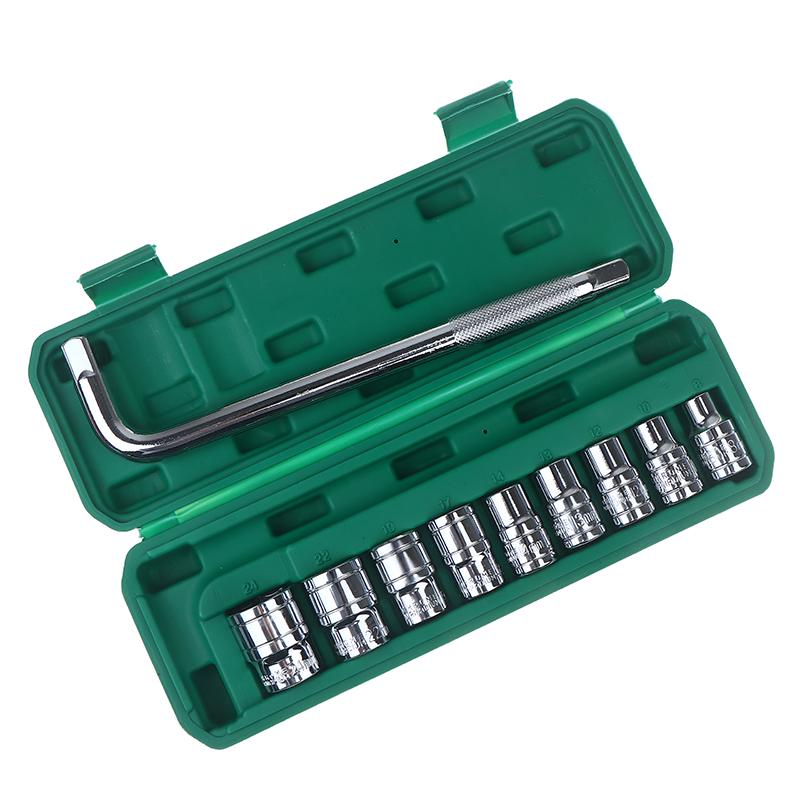 10Pcs/Set 1/2-inch Drive Socket Wrench Set Quick Released Hex Ratchet Handle With Bent Rod Mechanic Tool Kit