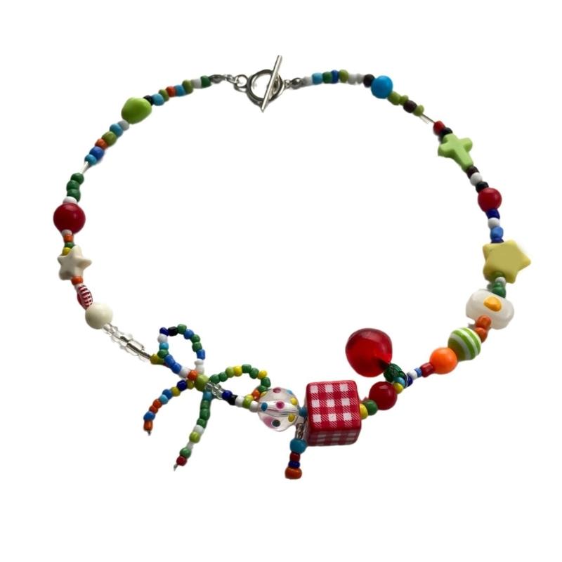 

Colorful Beaded Chokers Necklace Fashionable Acrylic Butterfly Chokers Necklace Adornment for Modern Women 1