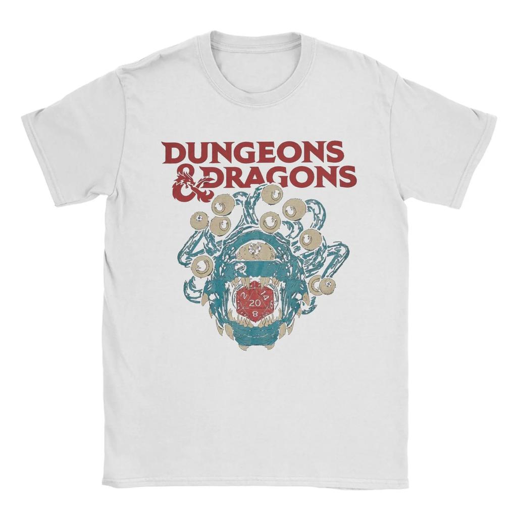 Men's T-Shirts Dungeon Dragon DnD Vintage 100% Cotton Tee Shirt Short Sleeve T Shirts Crew Neck Short Sleeves Plus Size Loose