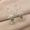 Green Amethyst Gemstone 925 Sterling Silver Jewelry Handmade Hook Earrings 1.84" CE-27-9