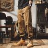 Fall Spring Men Cargo Pants Ankle Banded Loose Wear Resistant Drawstring Elastic Waist Pockets Outdoor Work Trousers