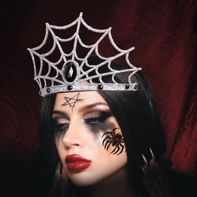 Yousheng Halloween Spiderweb Crown Spooky Spider Web Tiara Headpiece for Women Girls Halloween Party Cosplay Costume Accessory