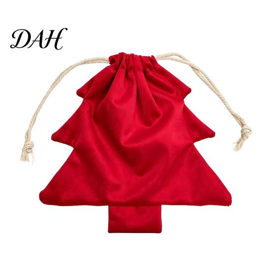 Plush Christmas Tree Ornaments Drawstring Presents Bag, Reusable Wrapping Pouch, Countdown Blind Bags Shaped Holiday Favors Bag for Candy, Goody,