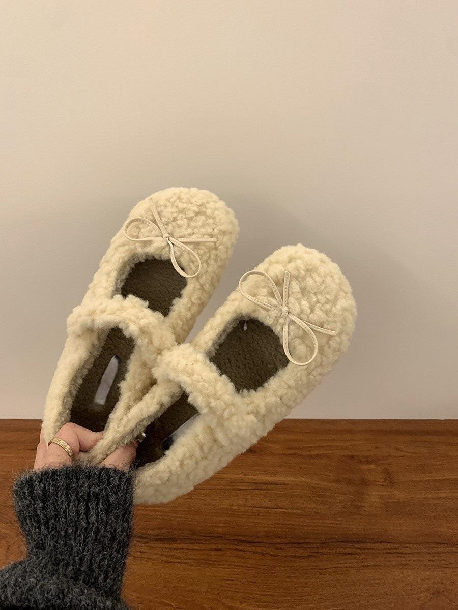 

Туфли с серым бантом в стиле ретро, женские, носят зимой, новые бархатные туфли-лодочки на плоской подошве, теплые туфли Мэри Джейн Дуду 40