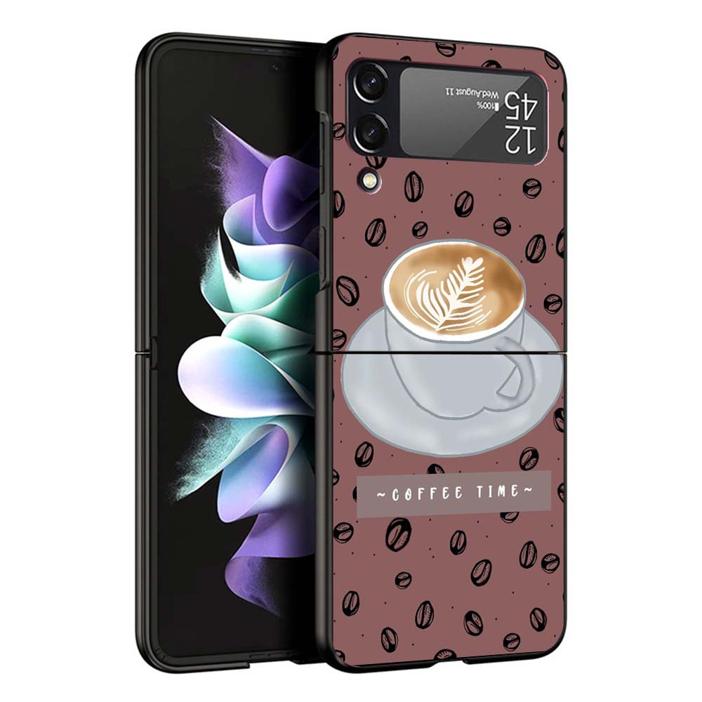 

Coffee Wine Cup Hard Black Cover for Samsung Galaxy Z Flip 7 6 5 4 3 5G Phone Case Flip7 Flip6 Flip5 Flip4 Flip3 Pattern Case Ga Samsung Z Flip 7
