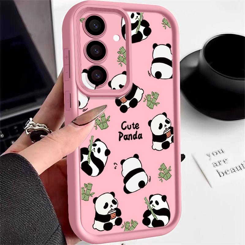 Lovely Baby Panda Print Case For Samsung S26 S25 Ultra S24 S23 S22 Plus S21 FE A15 A16 A17 A35 A36 A37 A54 A55 A56 A57 5G Shockproof Bumper Cover