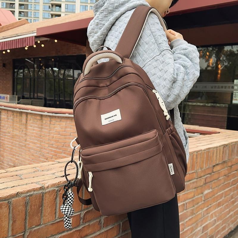 Women Large Capacity Backpack Student Schoolbag Men Solid Color Backpack