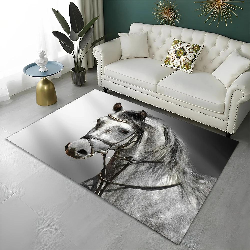 3D Pentium Gallant Horse Steed Animal Carpet Rug for Home Living Room Bedroom Sofa Doormat Decor,kid Area Rug Non-slip Floor Mat