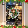 Self Adhesive Seasonal Decor 2Pcs Stained Glass Style Christmas Window Clings, Double?Sided Printed Xmas Static Decorative PVC Holiday Signs Decals,