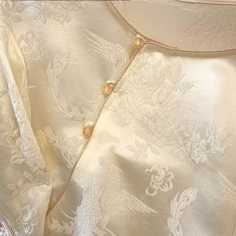 Temperament shirt 2025 summer fashionable versatile new top women's round neck jacquard button