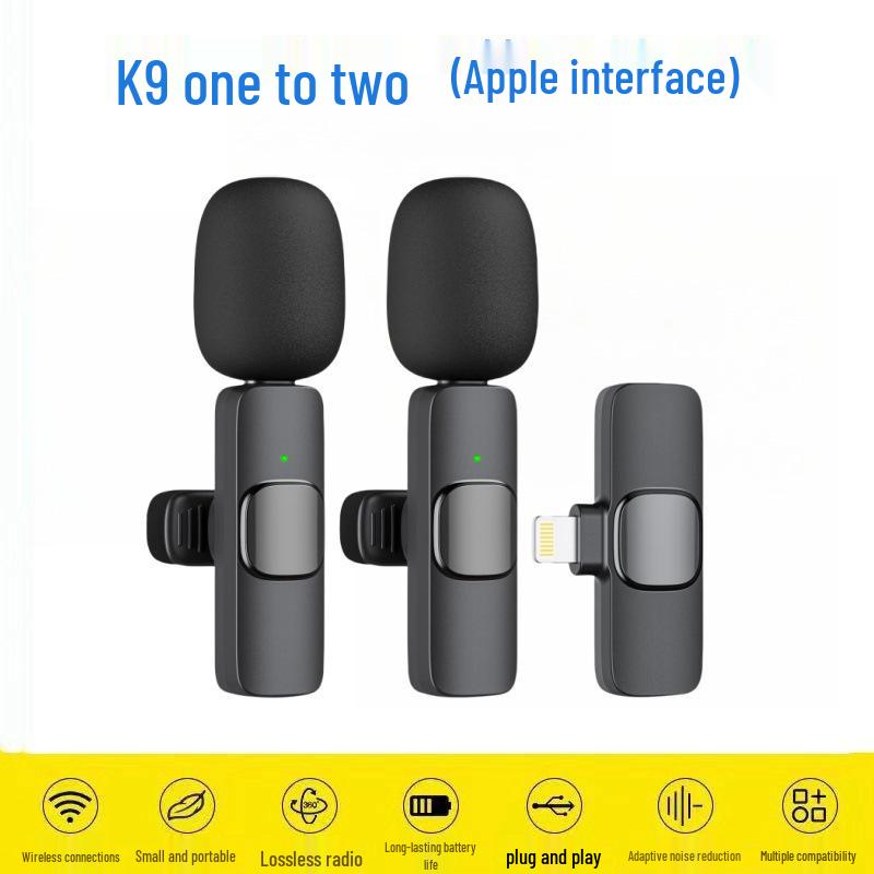 K1K9 Wireless Lavalier Microphone K15 - Dual Mobile Live Streaming & Outdoor Recording Noise-Reducing Mic