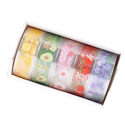 5 Rolls Flower Pattern Decorative Tape Clear Tape Masking Tape Hand Account Tape Adhesive Tape Journal Supplies