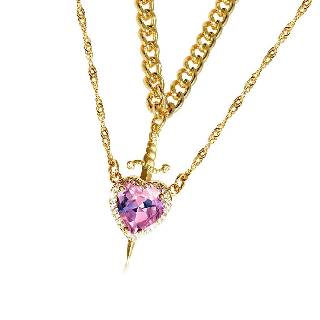 Elegant Heart Dagger Designs Necklace Charming Heart Dagger Necklace with Crystal Highlights for Special Occasions