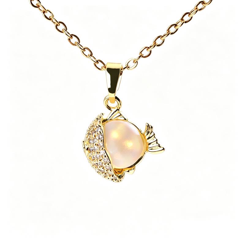 Ocean Style Zirconia Whale & Dolphin Pendant Necklace for Women - Trendy Clavicle Chain