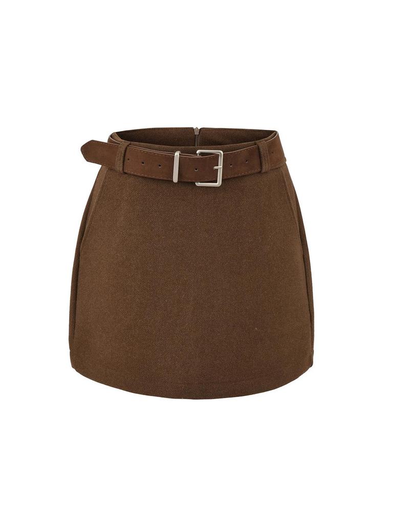 Gonna in lana retrò coreana da donna Autunno/Inverno 2025: Versatile Minigonna Aderente con Vita Petite
