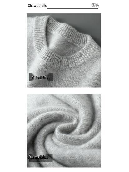 Herren Pullover aus reiner Wolle, schwer, Rundhalsausschnitt, lockere Passform, warm, einfarbig, ideale Basisschicht für Herbst/Winter.
