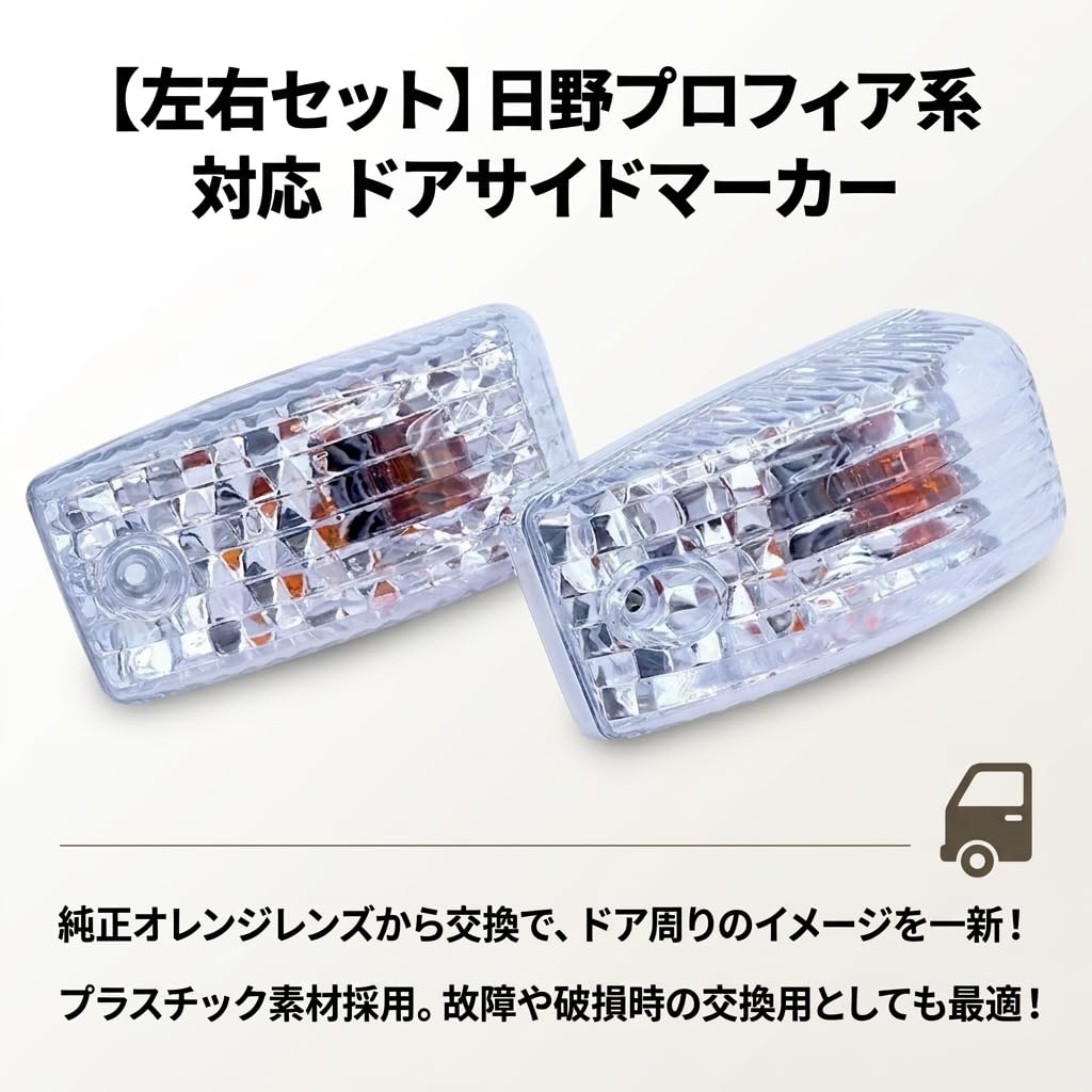 Side Marker Door Turn Signal Lamps Right for Hino Ranger Dutro Trucks Aftermarket Replacement Parts One+lifestyle (Left & Set) Profia, TerraVy, Pro, -