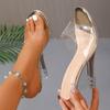 Women's Summer Transparent Wedge High-Heel Slide Sandals, Fashionable European Casual Outdoor Footwear.