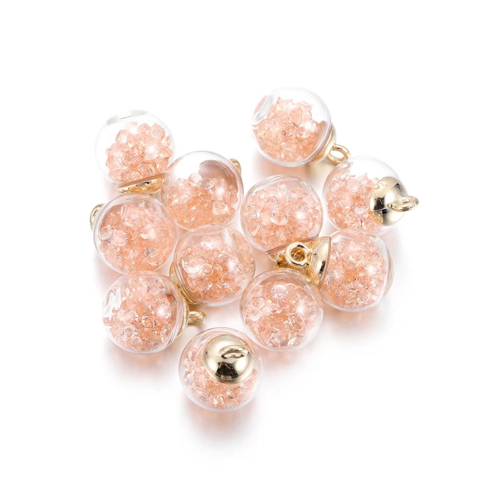10Pcs Charms Star Sequins Transparent Glass Ball 16mm Pendants Crafts Making Findings Handmade Jewelry DIY for Earrings Necklace