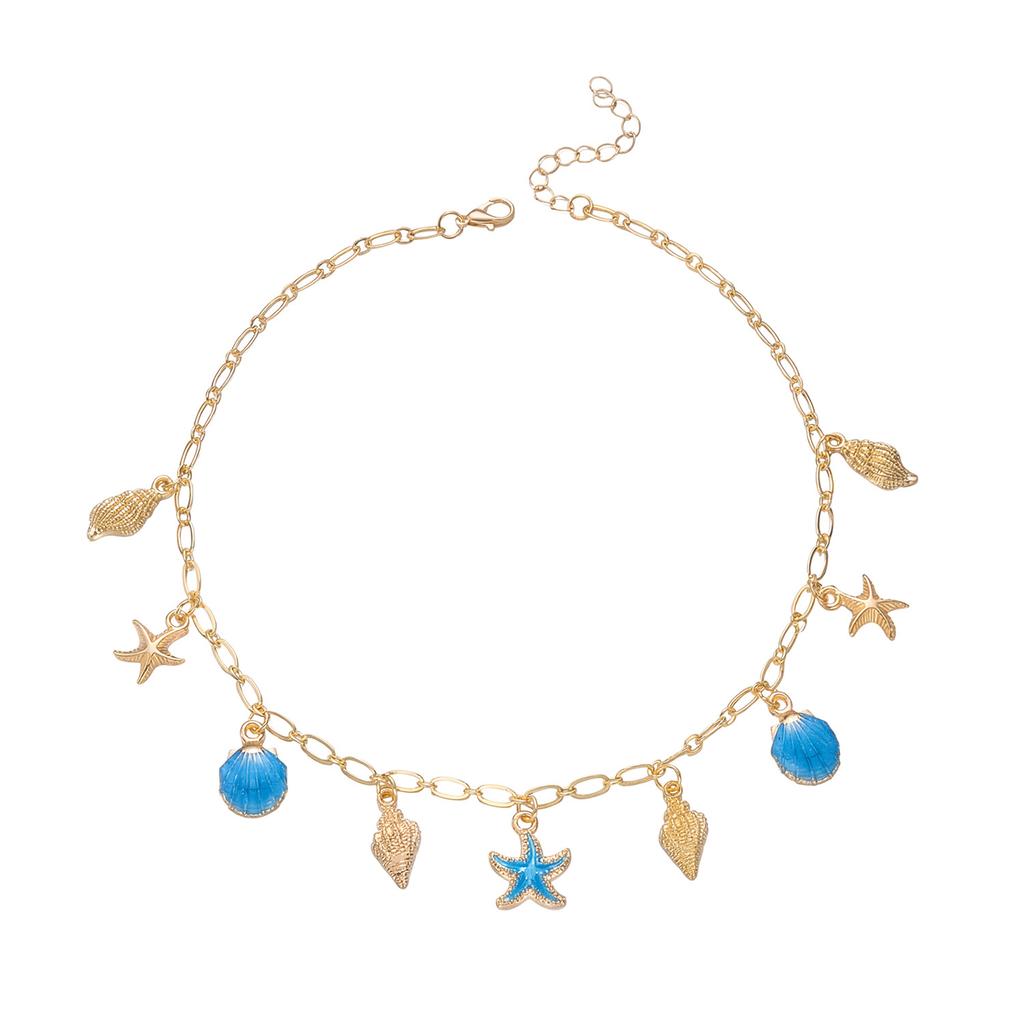New seaside resort style summer beach starfish and shell pendant necklace with a fashionable design