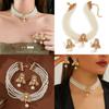 Fashionable Gold Small Bee Necklace And Earring Set With Layered Pearl Design For Women