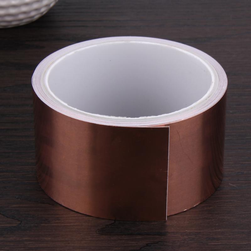 50mm X 5.5m Double Conductive Adhesive EMI Shielding Copper Foil Tape for Slug Repellent EMI Shielding Stained Glass Copper Tape