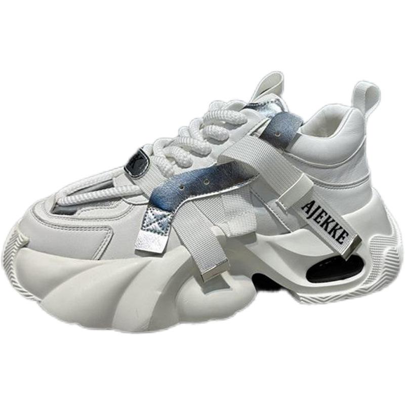 Popular spring high-end casual low-top sports running shoes thick-soled heightening breathable dad tide