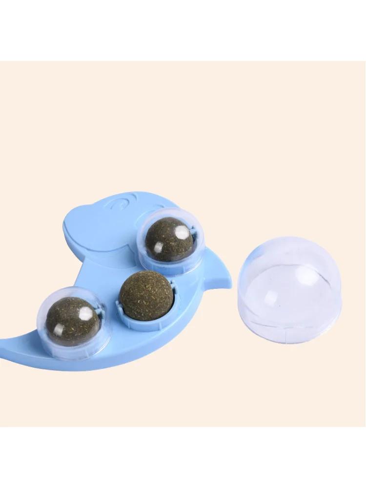 

Catnip Ball Interactive Cat Mint Ball Wall Mount Spinning Teeth Cleaning Cat Bite Toy To Stick On Windows Tiles Or Other Smooth зелёный