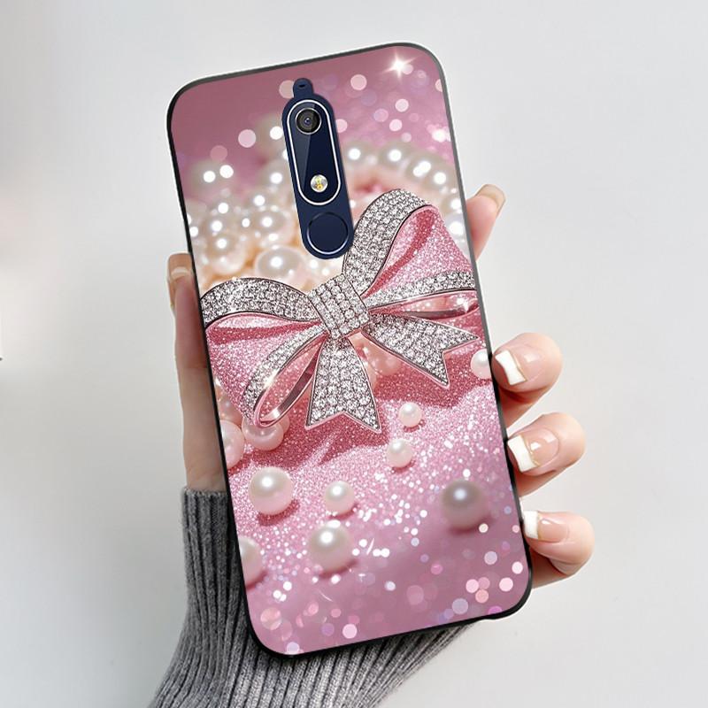 Custodia carina per Nokia 5.1/Nokia 5.1 Plus/Nokia X5/Nokia 5 Cover Shell Stampata Cover Protettiva Silicone Morbido Cartone Animato Nera