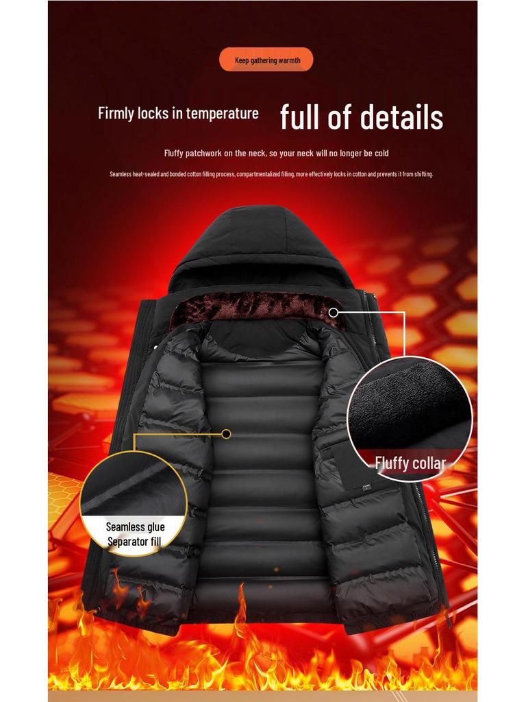 Men's Winter Windproof Puffer Jacket - Warm, Thickened Cotton Coat for Outdoor Use