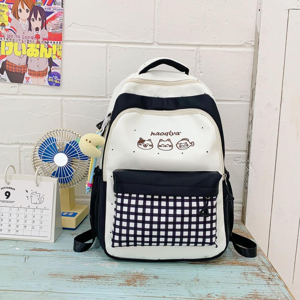 Schoolbag Japanese Ins Casual Plaid School Bag Female Junior High School Student Versatile Cute College Style Backpack Travel Backpack