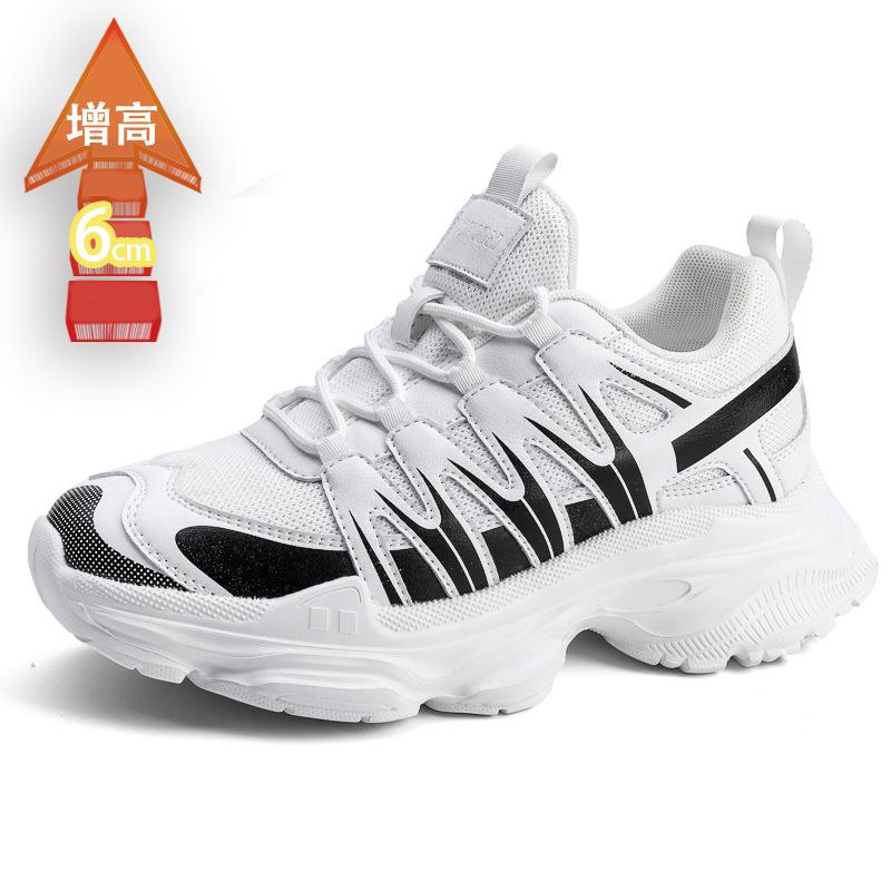 Men's Shoes Sports Shoes Spring and Summer New Invisible Inner Height Increase Casual Versatile Breathable Dad Shoes Low Top Thick Sole Large Size