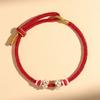 Handmade Peach Blossom & Lily of the Valley Knot Zodiac Bracelet – Red Rope for Men & Women, Bead-String DIY Semi-Finished.