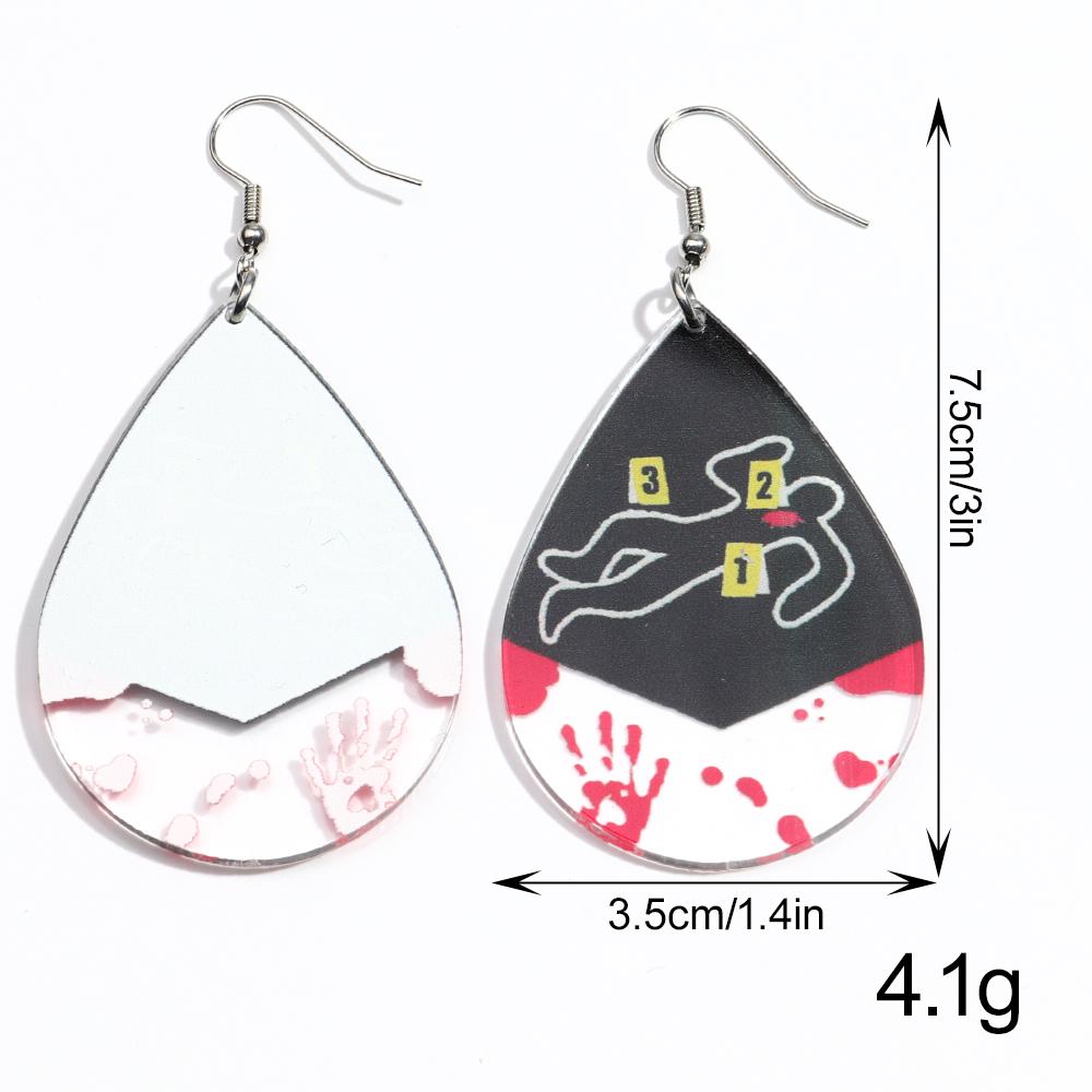 Gothic Bleeding Skull Acrylic Drop Earrings for Women Horrible Crime Scene Square Pendant Earrings Halloween Jewelry Gifts